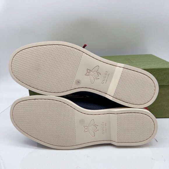 Gucci Riverside Leather Boat Shoe Loafer Moccasin Blue Mens UK 9 US 9.5 $890 - Picture 9 of 13
